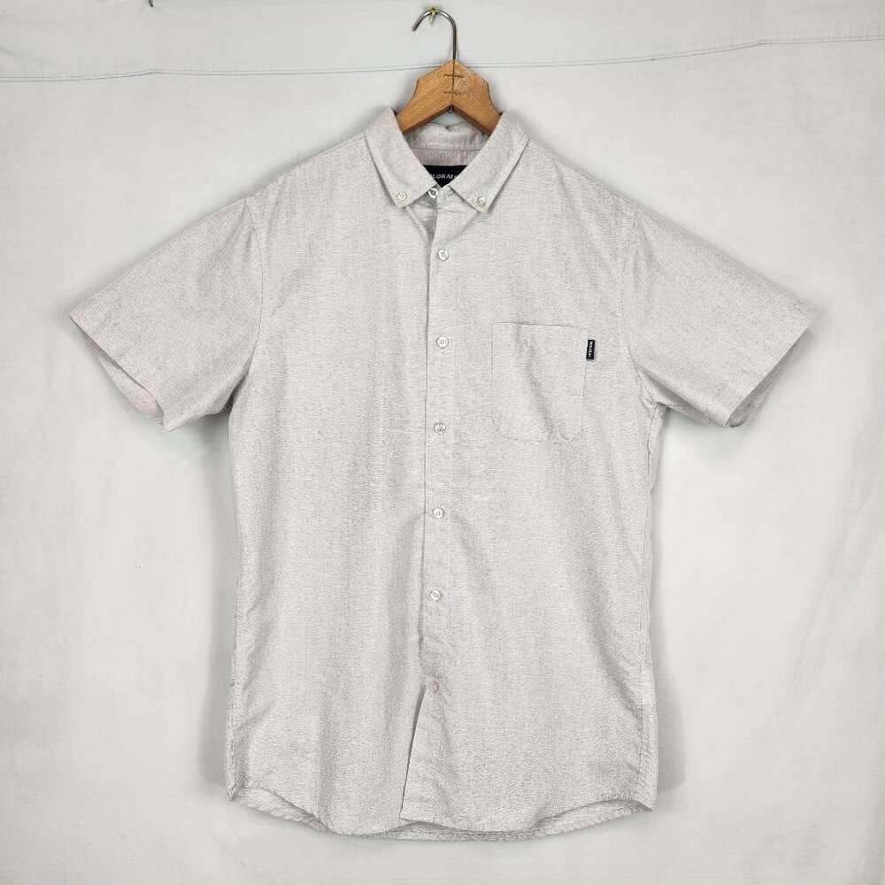 Molokai Surf Co Button Up Shirt Men's M Khaki Short Sleeve Casual Business